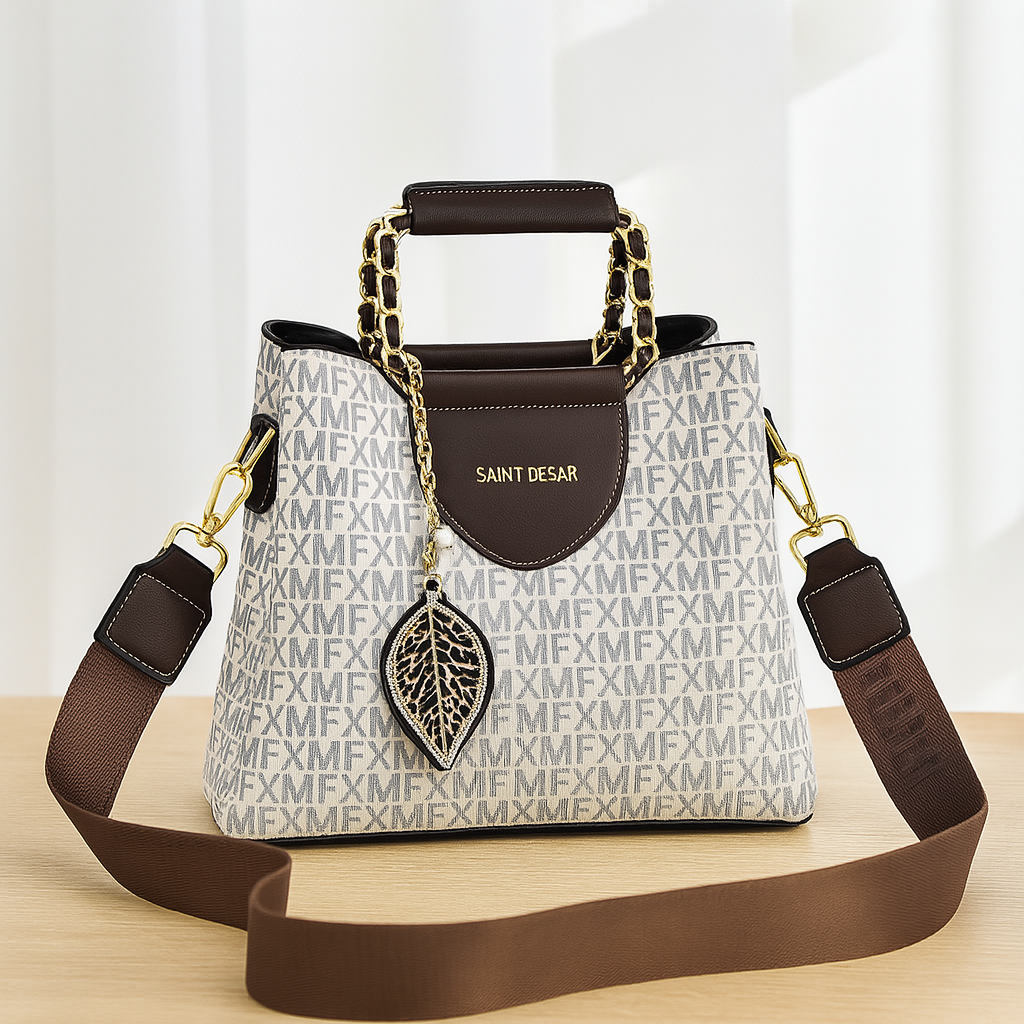 Design-inspirierte Monogramm-Handtasche – Tote mit Doppelriemen