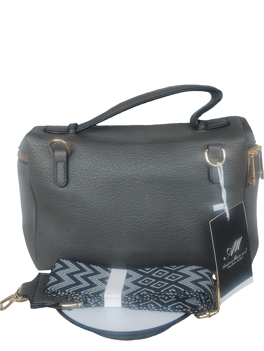 Umhängetasche Damen, Lederoptik mit breitem gemustertem Riemen, mehrere Farben