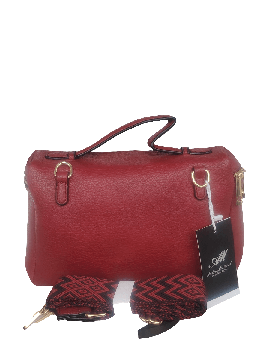 Umhängetasche Damen, Lederoptik mit breitem gemustertem Riemen, mehrere Farben