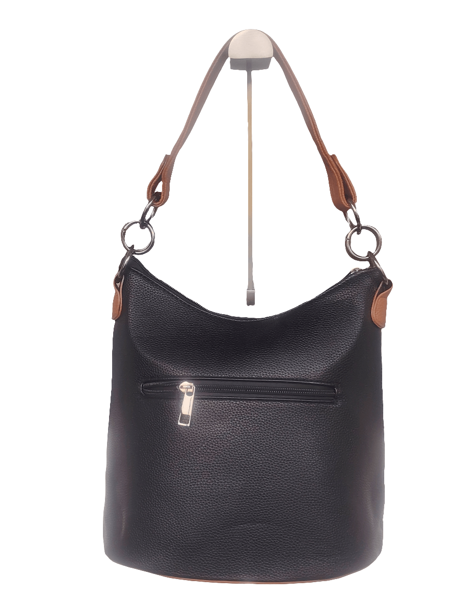 Vintage Bucket Bag Damen, Mehrfarbig mit braunen Details