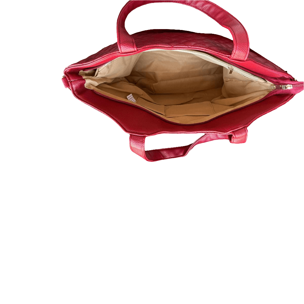 Gestepptes Damen Shopper Tote – Rot & Blau