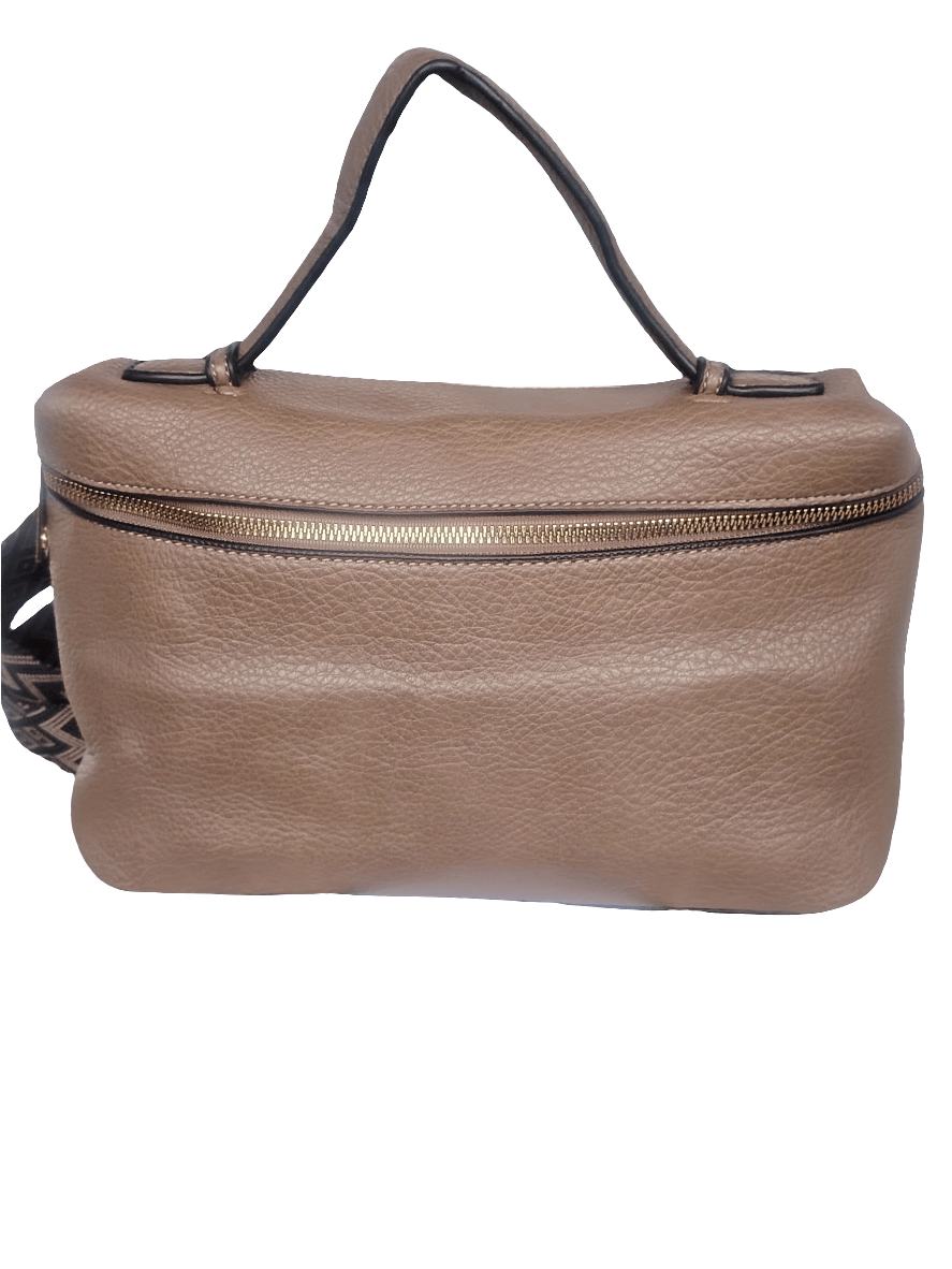 Umhängetasche Damen, Lederoptik mit breitem gemustertem Riemen, mehrere Farben