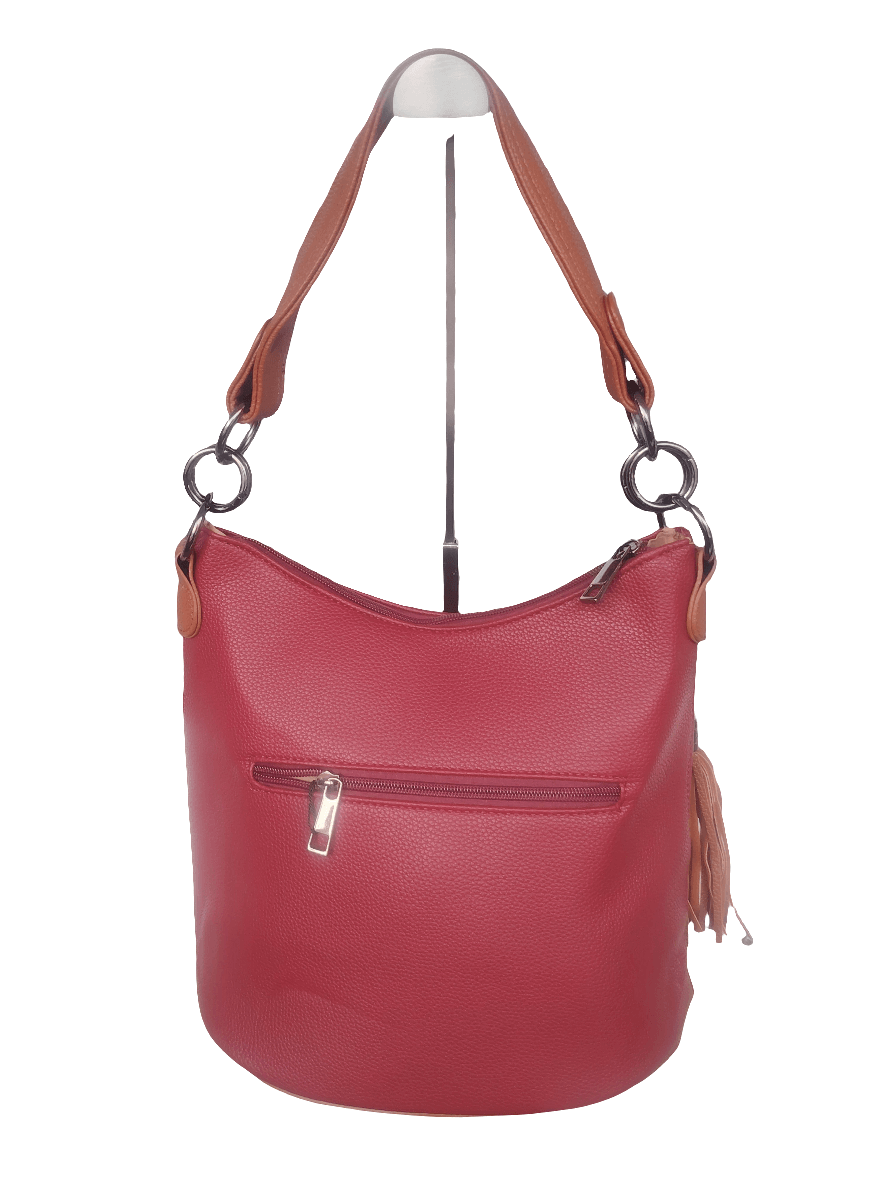 Vintage Bucket Bag Damen, Mehrfarbig mit braunen Details