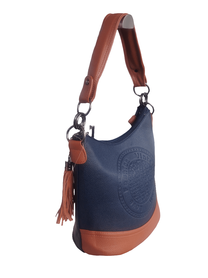 Vintage Bucket Bag Damen, Mehrfarbig mit braunen Details