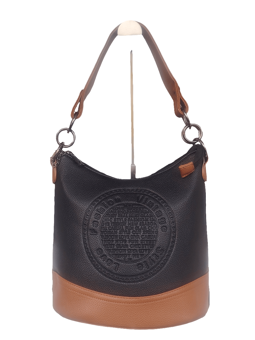 Vintage Bucket Bag Damen, Mehrfarbig mit braunen Details