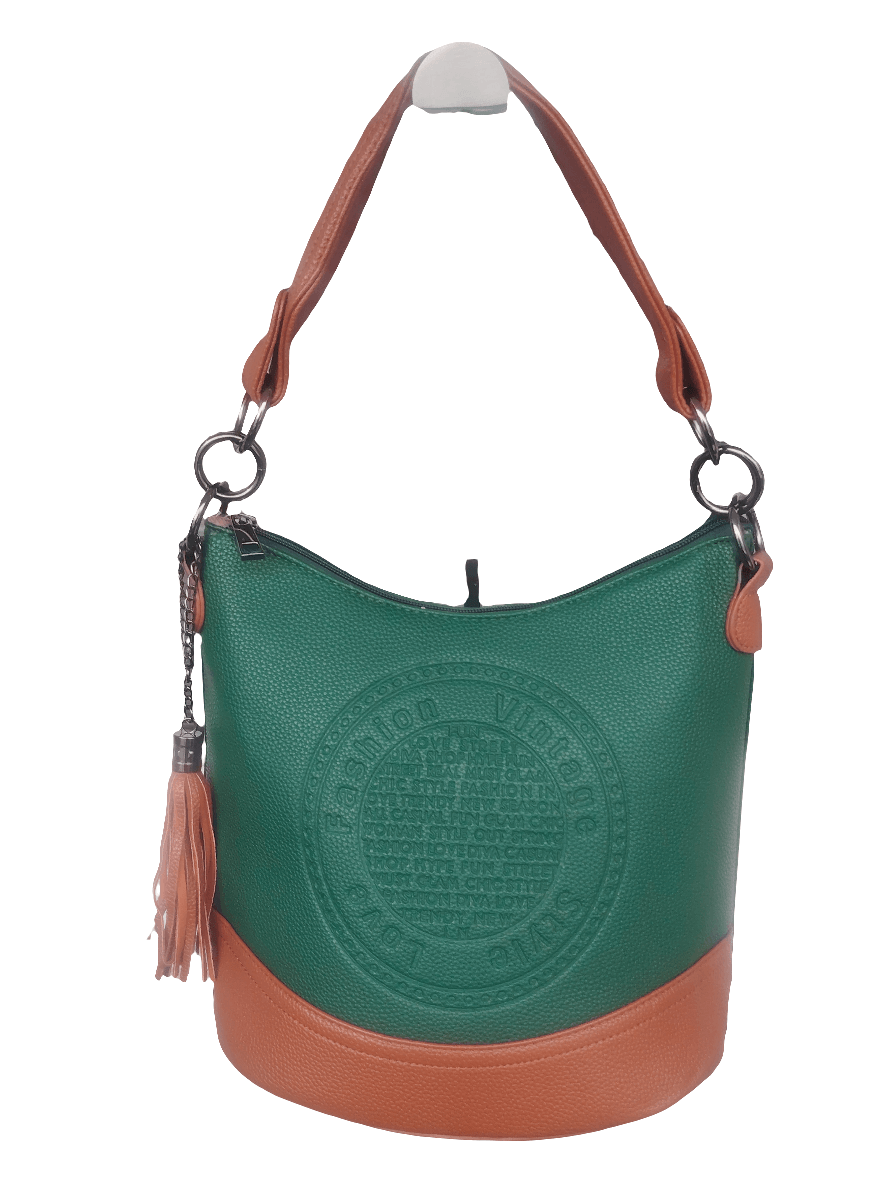 Vintage Bucket Bag Damen, Mehrfarbig mit braunen Details