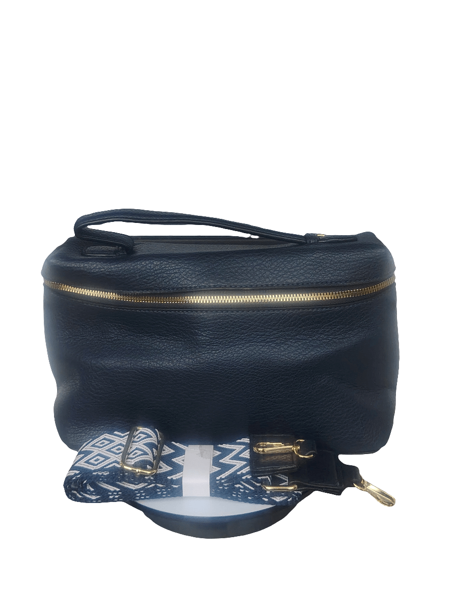 Umhängetasche Damen, Lederoptik mit breitem gemustertem Riemen, mehrere Farben