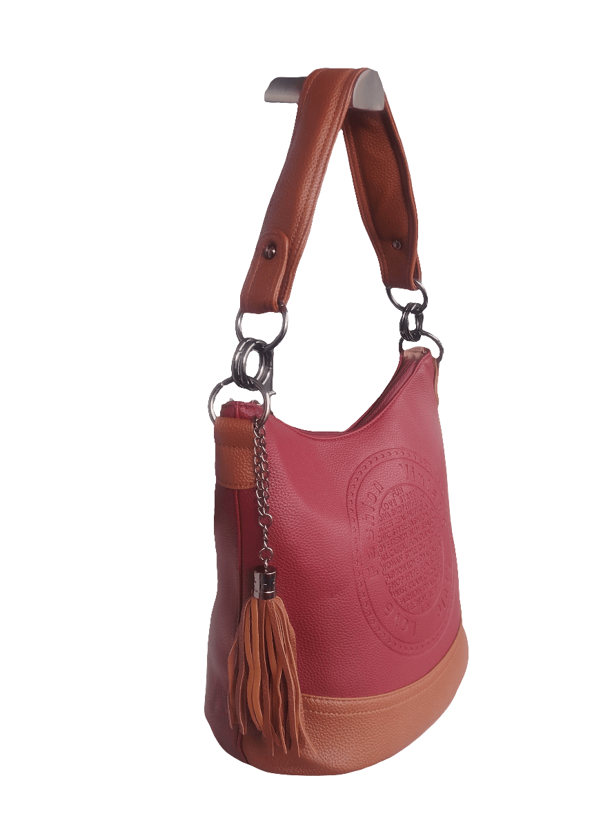 Vintage Bucket Bag Damen, Mehrfarbig mit braunen Details