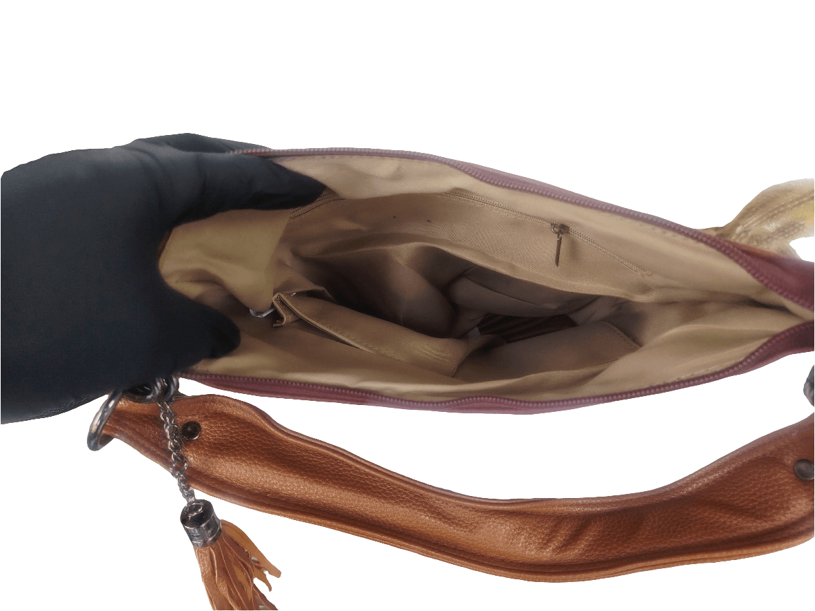 Vintage Bucket Bag Damen, Mehrfarbig mit braunen Details