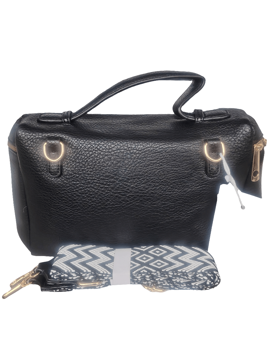 Umhängetasche Damen, Lederoptik mit breitem gemustertem Riemen, mehrere Farben