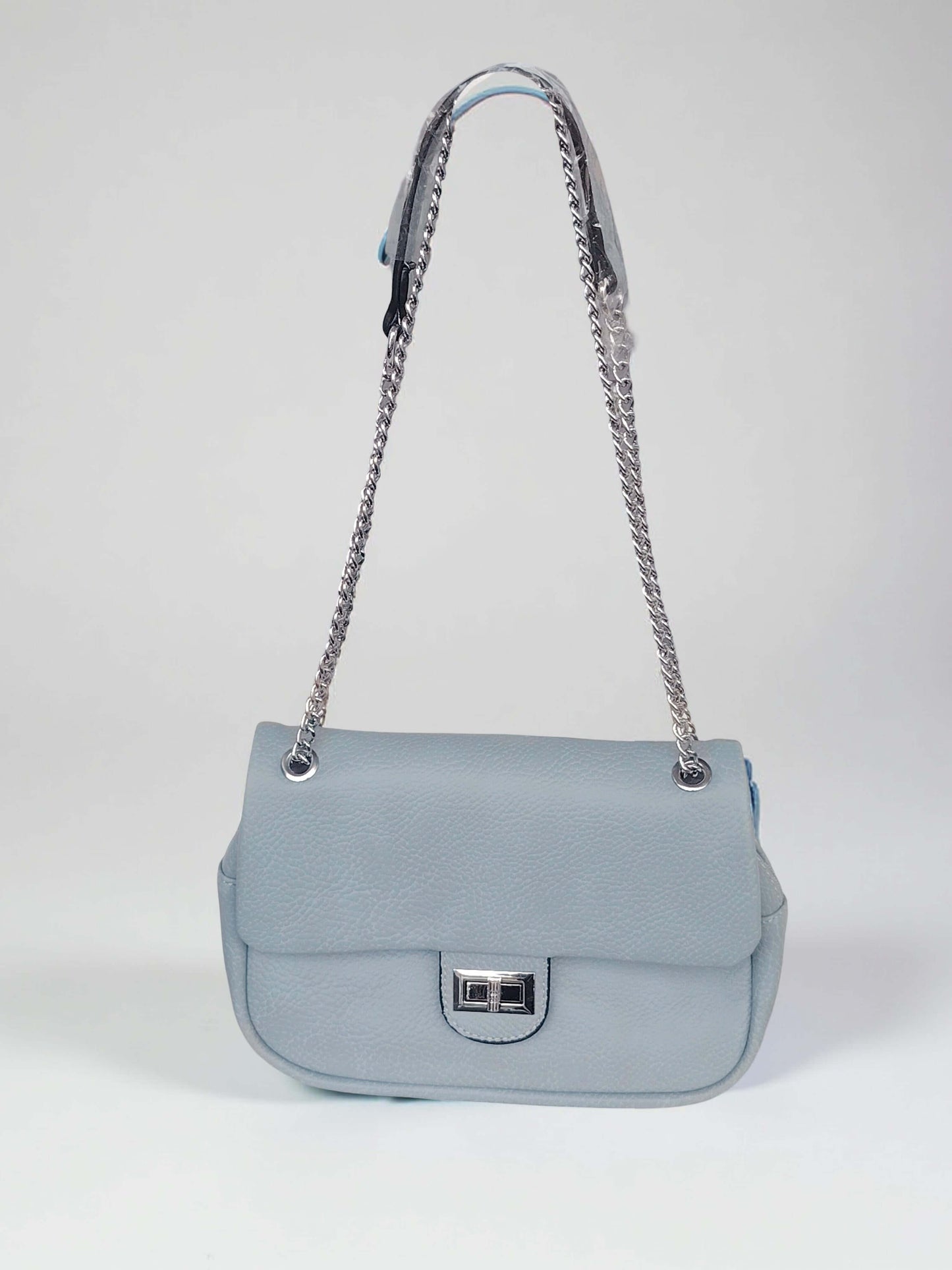 Damen Schultertasche mit Kettenhenkel – Gelb, Braun, Hellblau, Schwarz & Rot