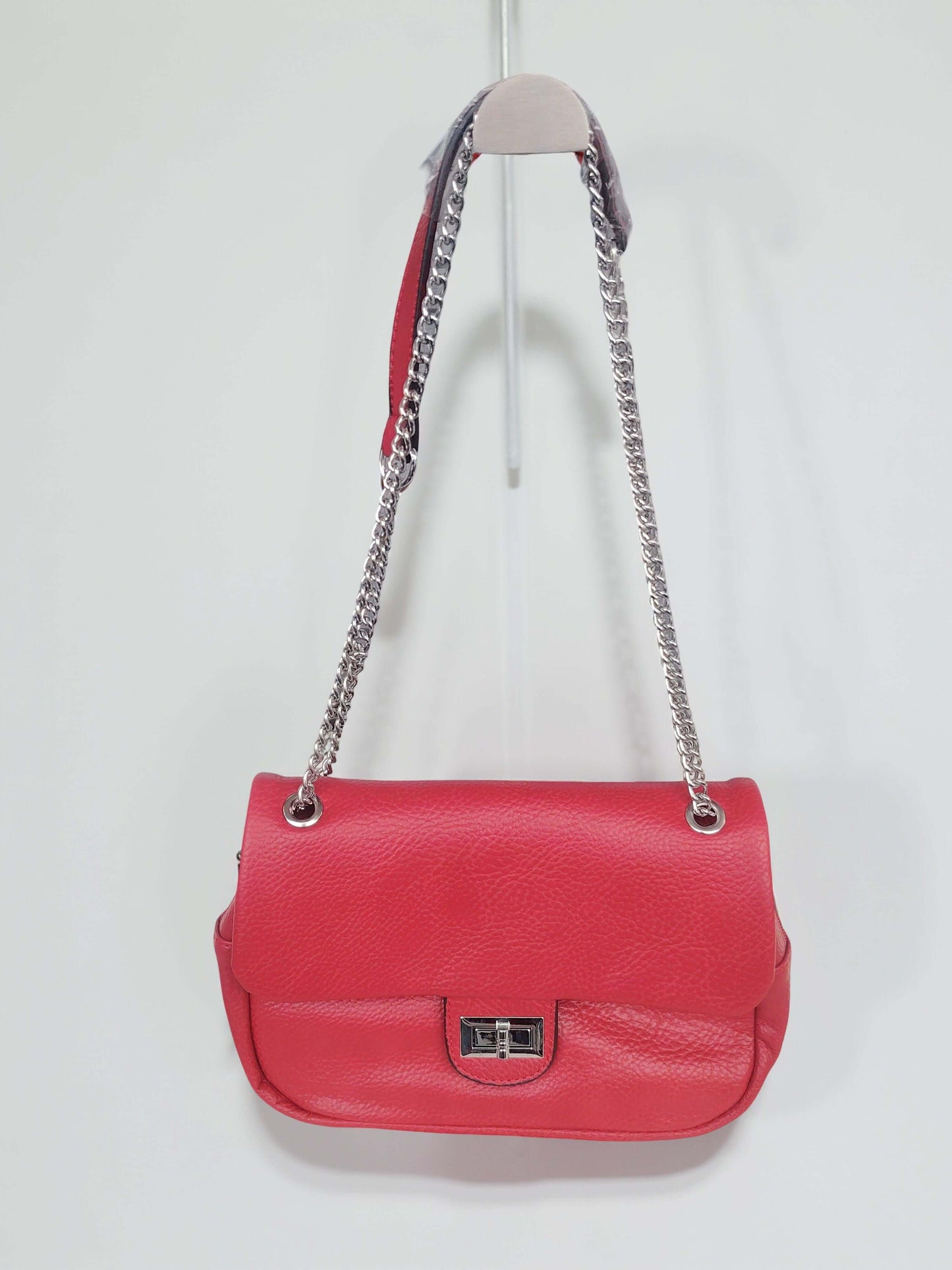 Damen Schultertasche mit Kettenhenkel – Gelb, Braun, Hellblau, Schwarz & Rot