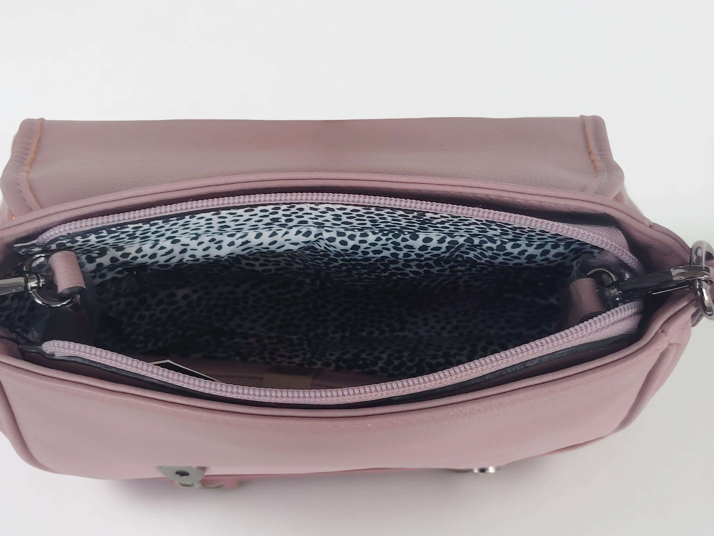 Satchel Crossbody Handtasche – Schwarz, Rosa & Rot