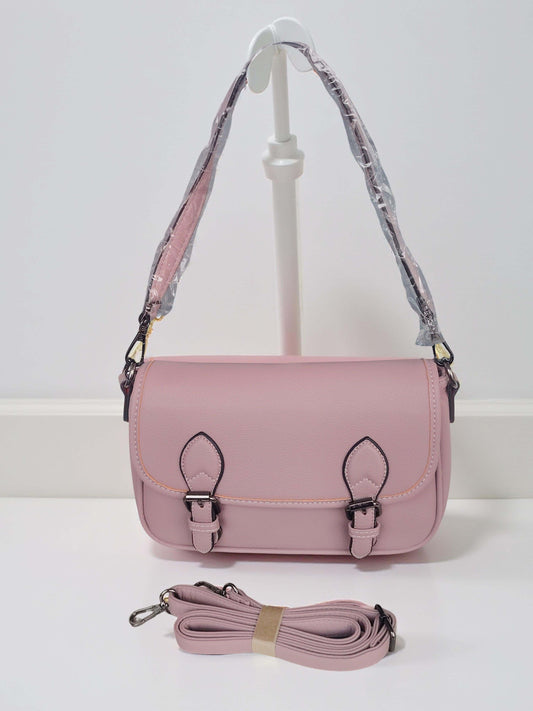 Satchel Crossbody Handtasche – Schwarz, Rosa & Rot